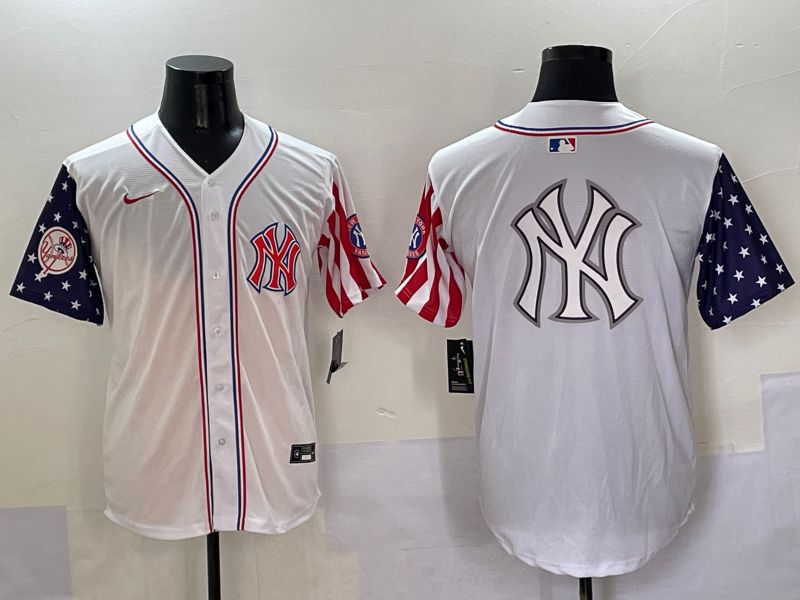 Men New York Yankees Blank White a generation of national flags Jointly Name 2025 Nike MLB Jersey style 29->denver broncos->NFL Jersey